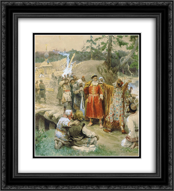 The development of new lands by Russian 20x22 Black Ornate Wood Framed Art Print Poster with Double Matting by Lebedev, Klavdy