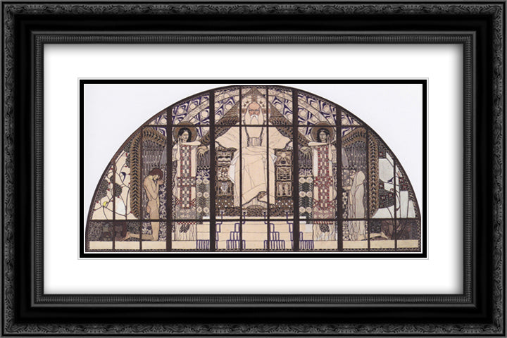 Am Steinhof Church, colored sketch of south window 24x16 Black Ornate Wood Framed Art Print Poster with Double Matting by Moser, Koloman