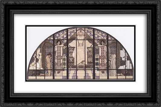 Am Steinhof Church, colored sketch of south window 24x16 Black Ornate Wood Framed Art Print Poster with Double Matting by Moser, Koloman