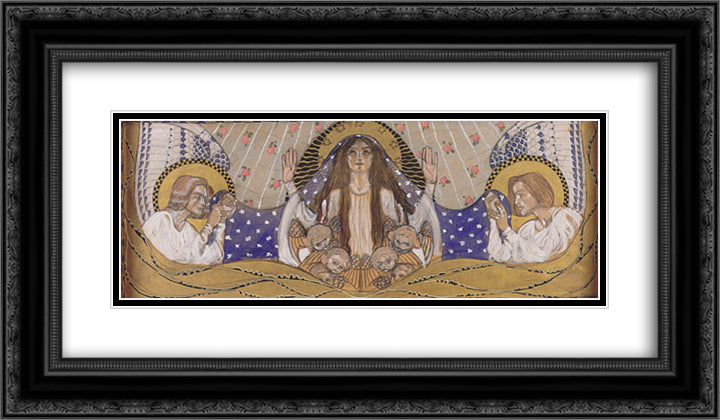 Am Steinhof Church, Design for the left side altar Our Lady of Mercy 24x14 Black Ornate Wood Framed Art Print Poster with Double Matting by Moser, Koloman