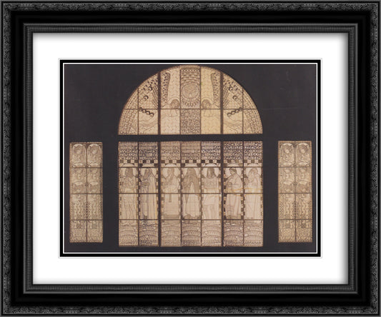 Church Am Steinhof, drawing of western window 24x20 Black Ornate Wood Framed Art Print Poster with Double Matting by Moser, Koloman