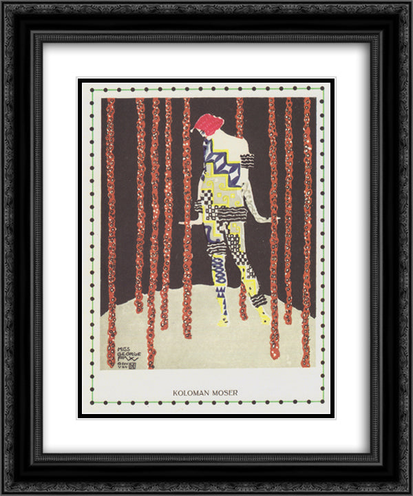 Dancer Miss Olga George 20x24 Black Ornate Wood Framed Art Print Poster with Double Matting by Moser, Koloman