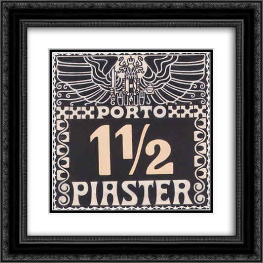 Design for the 1102 piastres Porto brand of Austrian Post in the Levant (not issued) 20x20 Black Ornate Wood Framed Art Print Poster with Double Matting by Moser, Koloman