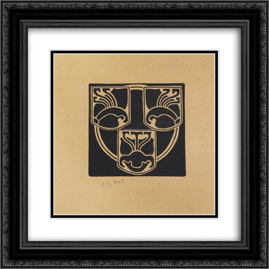 Draft of the emblem by the Association of Austrian Artists Secession 20x20 Black Ornate Wood Framed Art Print Poster with Double Matting by Moser, Koloman