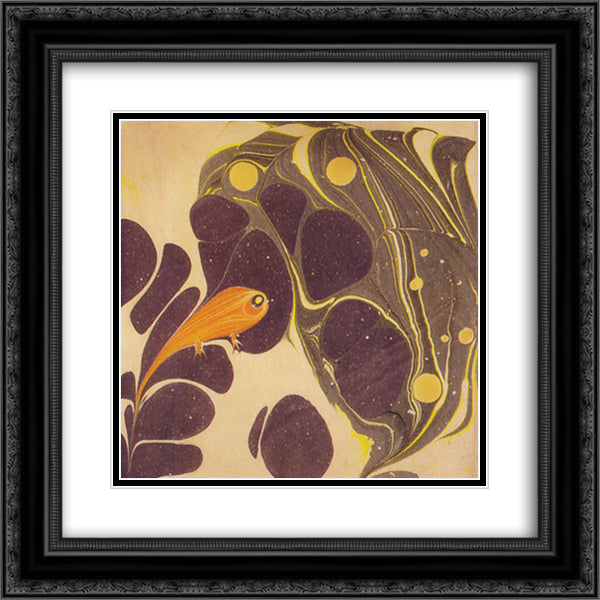 Pisces 20x20 Black Ornate Wood Framed Art Print Poster with Double Matting by Moser, Koloman