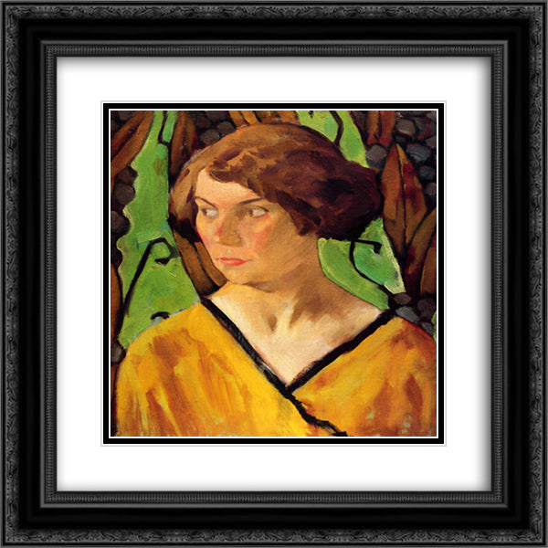 Portrait of a Girl 20x20 Black Ornate Wood Framed Art Print Poster with Double Matting by Moser, Koloman