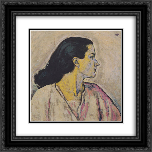 Portrait of a Woman in Profile 20x20 Black Ornate Wood Framed Art Print Poster with Double Matting by Moser, Koloman