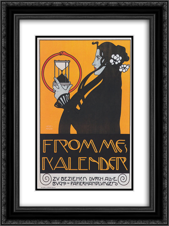 Poster for Fromme's Calendar 18x24 Black Ornate Wood Framed Art Print Poster with Double Matting by Moser, Koloman