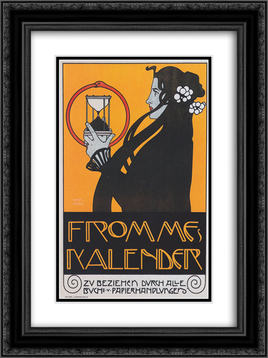 Poster for Fromme's Calendar 18x24 Black Ornate Wood Framed Art Print Poster with Double Matting by Moser, Koloman