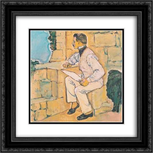 Self-portrait 20x20 Black Ornate Wood Framed Art Print Poster with Double Matting by Moser, Koloman