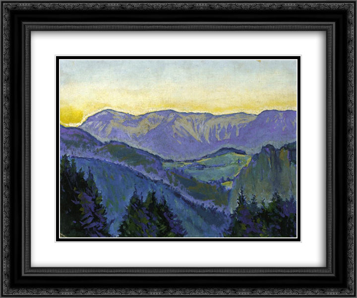 Semmering Landscape 24x20 Black Ornate Wood Framed Art Print Poster with Double Matting by Moser, Koloman