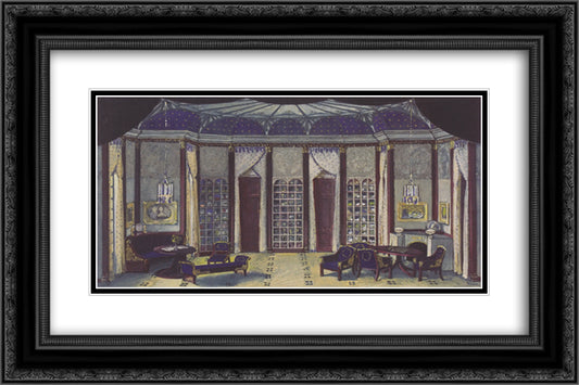 Stage design for 'The Phantom' of Hermann Bahr 24x16 Black Ornate Wood Framed Art Print Poster with Double Matting by Moser, Koloman