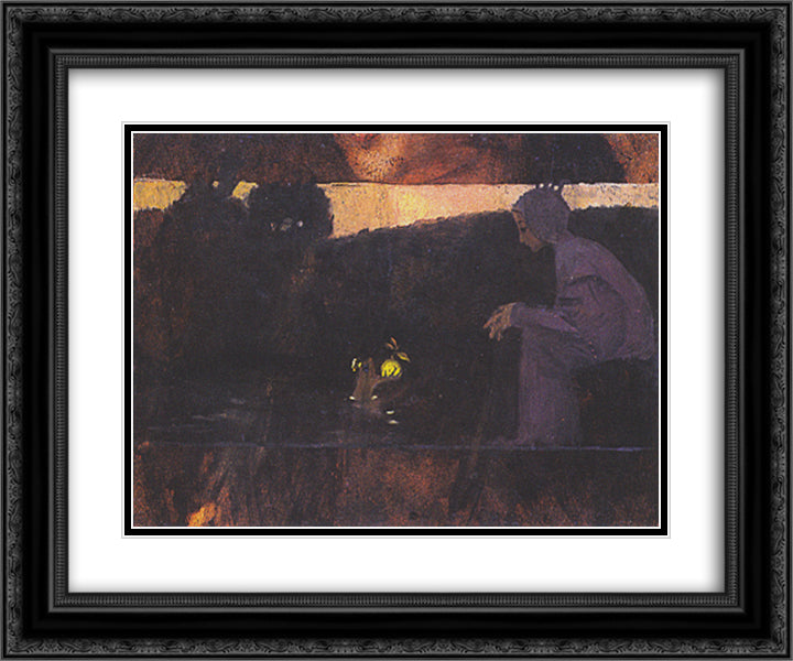 The Frog King 24x20 Black Ornate Wood Framed Art Print Poster with Double Matting by Moser, Koloman