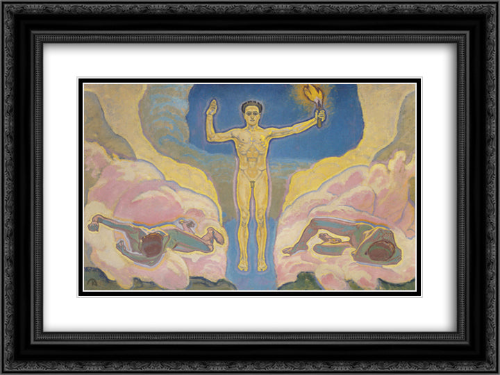 The light 24x18 Black Ornate Wood Framed Art Print Poster with Double Matting by Moser, Koloman