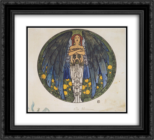 The sketch of the round window art 22x20 Black Ornate Wood Framed Art Print Poster with Double Matting by Moser, Koloman