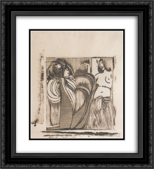 Two dancers 20x22 Black Ornate Wood Framed Art Print Poster with Double Matting by Moser, Koloman