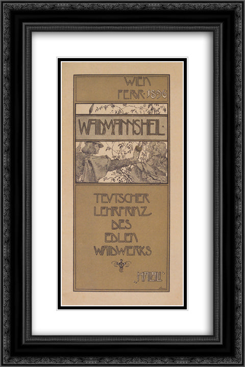 Waidmannsheil 16x24 Black Ornate Wood Framed Art Print Poster with Double Matting by Moser, Koloman