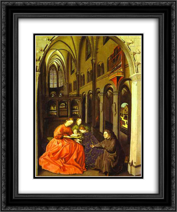 Madonna and Saints in a Church 20x24 Black Ornate Wood Framed Art Print Poster with Double Matting by Witz, Konrad