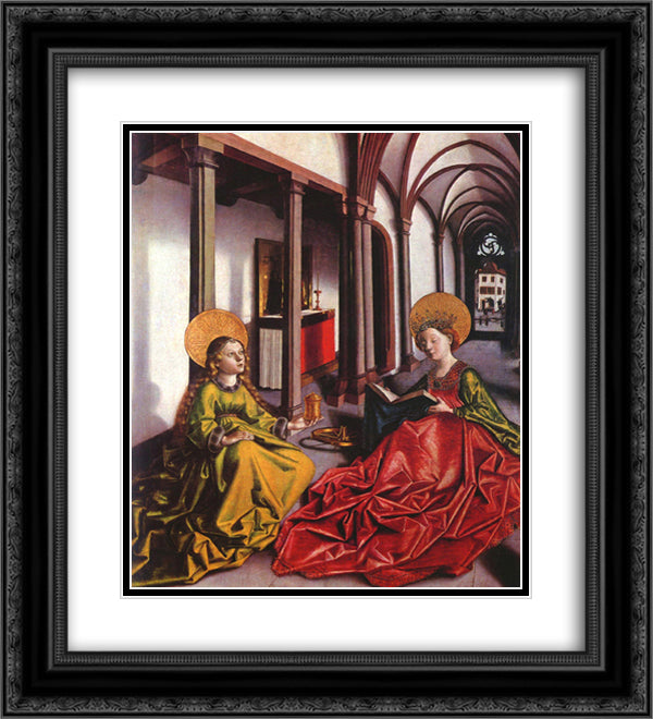 St. Catherine and Mary Magdalene 20x22 Black Ornate Wood Framed Art Print Poster with Double Matting by Witz, Konrad