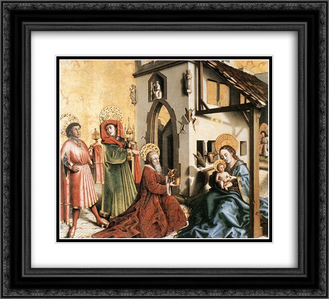 The Adoration of the Magi 22x20 Black Ornate Wood Framed Art Print Poster with Double Matting by Witz, Konrad