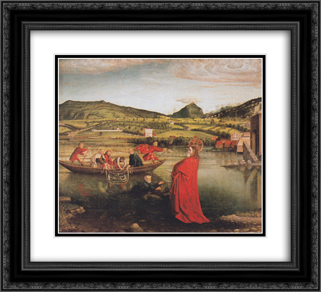 The Miraculous Draught of Fishes (Peter's altar table) 22x20 Black Ornate Wood Framed Art Print Poster with Double Matting by Witz, Konrad
