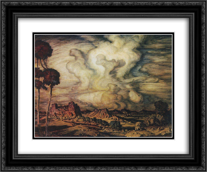 A cloud 24x20 Black Ornate Wood Framed Art Print Poster with Double Matting by Bogaevsky, Konstantin