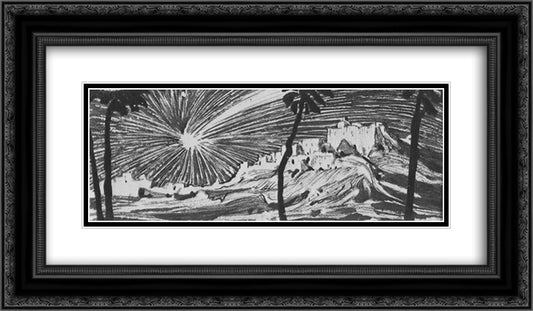 Acropolis 24x14 Black Ornate Wood Framed Art Print Poster with Double Matting by Bogaevsky, Konstantin