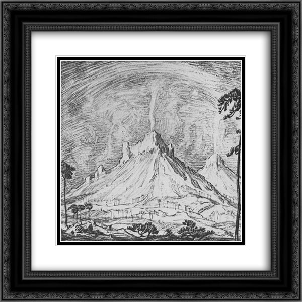 Altars in the desert 20x20 Black Ornate Wood Framed Art Print Poster with Double Matting by Bogaevsky, Konstantin