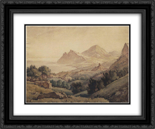 Ancient town 24x20 Black Ornate Wood Framed Art Print Poster with Double Matting by Bogaevsky, Konstantin