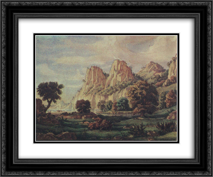 Composition 24x20 Black Ornate Wood Framed Art Print Poster with Double Matting by Bogaevsky, Konstantin