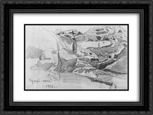 cufut Qale 24x18 Black Ornate Wood Framed Art Print Poster with Double Matting by Bogaevsky, Konstantin