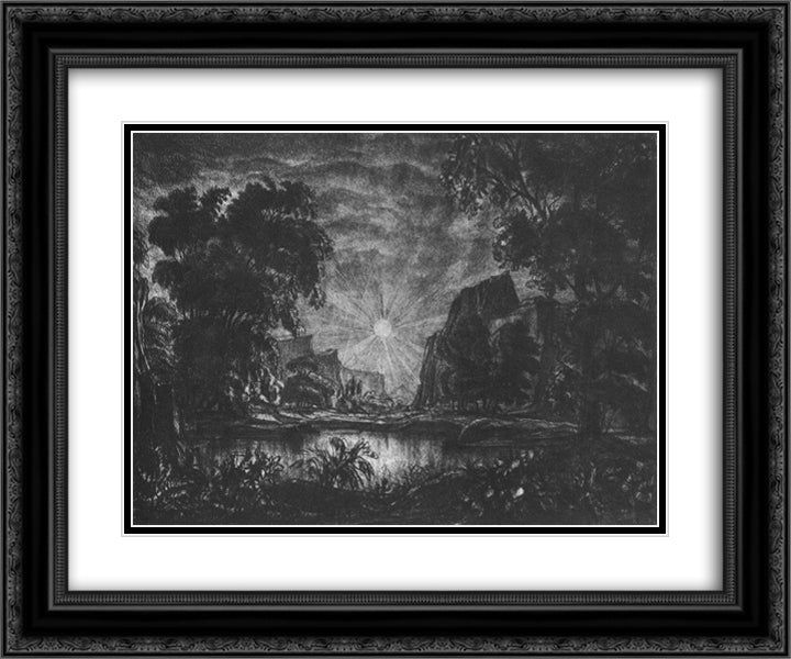 Evening sun 24x20 Black Ornate Wood Framed Art Print Poster with Double Matting by Bogaevsky, Konstantin