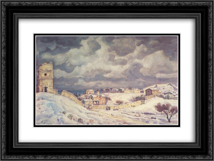 Feodosia at winter 24x18 Black Ornate Wood Framed Art Print Poster with Double Matting by Bogaevsky, Konstantin