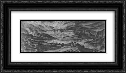 Fortress on the seashore 24x14 Black Ornate Wood Framed Art Print Poster with Double Matting by Bogaevsky, Konstantin