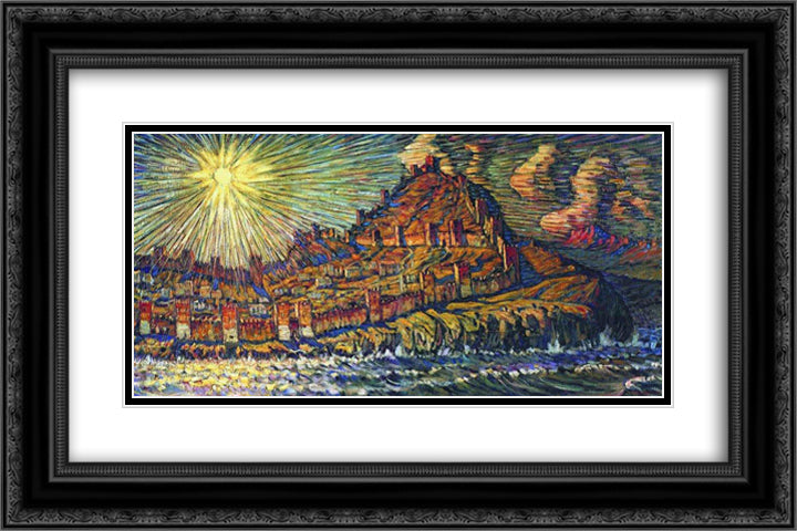 Genoese fortress 24x16 Black Ornate Wood Framed Art Print Poster with Double Matting by Bogaevsky, Konstantin