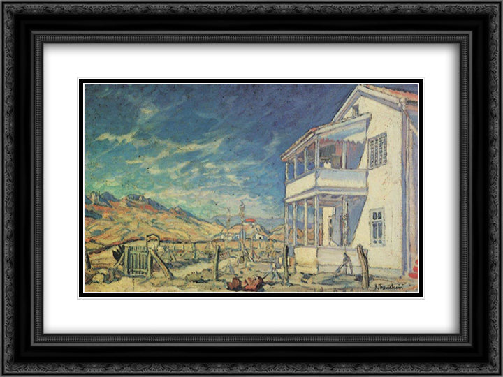 Koktebel. House of Maximilian Voloshin. 24x18 Black Ornate Wood Framed Art Print Poster with Double Matting by Bogaevsky, Konstantin