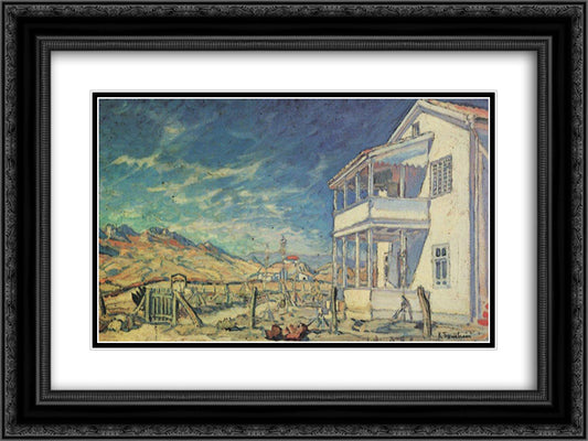 Koktebel. House of Maximilian Voloshin. 24x18 Black Ornate Wood Framed Art Print Poster with Double Matting by Bogaevsky, Konstantin