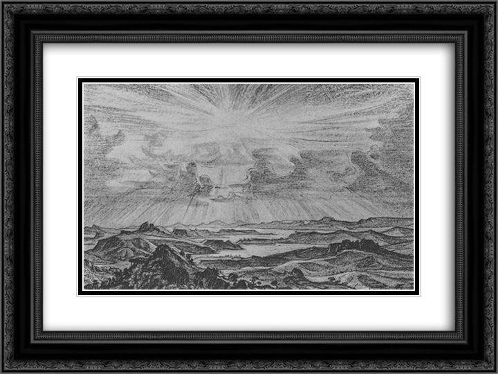 Landscape. Sun. 24x18 Black Ornate Wood Framed Art Print Poster with Double Matting by Bogaevsky, Konstantin