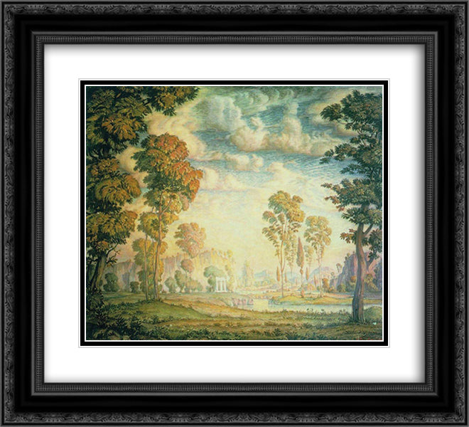 Morning 22x20 Black Ornate Wood Framed Art Print Poster with Double Matting by Bogaevsky, Konstantin