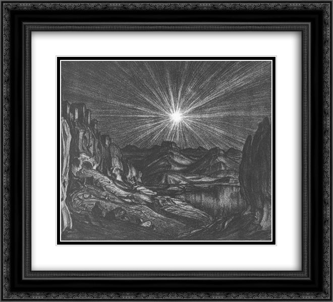Night 22x20 Black Ornate Wood Framed Art Print Poster with Double Matting by Bogaevsky, Konstantin