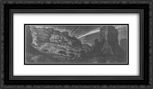 Old town 24x14 Black Ornate Wood Framed Art Print Poster with Double Matting by Bogaevsky, Konstantin