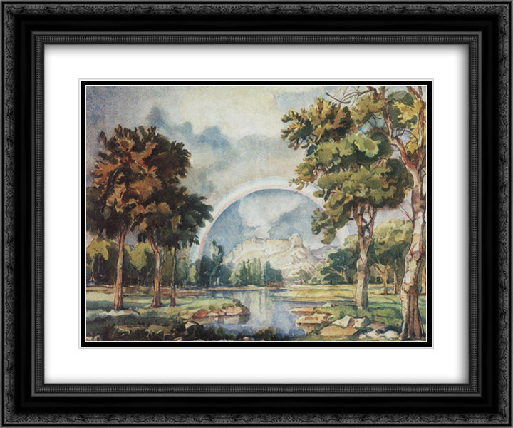 Rainbow 24x20 Black Ornate Wood Framed Art Print Poster with Double Matting by Bogaevsky, Konstantin