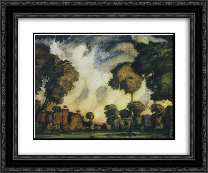 Romantic landscape 24x20 Black Ornate Wood Framed Art Print Poster with Double Matting by Bogaevsky, Konstantin
