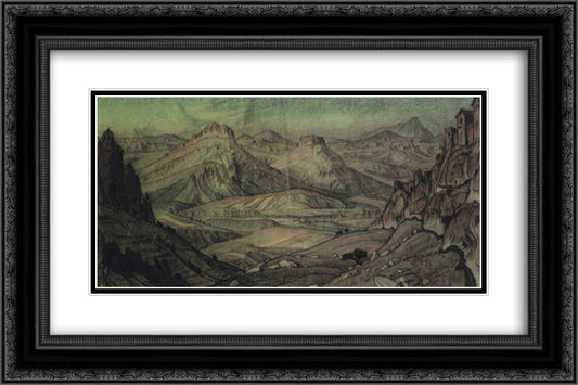 Sketch for a mural 'Crimea' 24x16 Black Ornate Wood Framed Art Print Poster with Double Matting by Bogaevsky, Konstantin