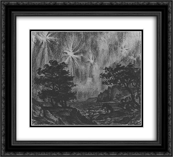 Star light 22x20 Black Ornate Wood Framed Art Print Poster with Double Matting by Bogaevsky, Konstantin