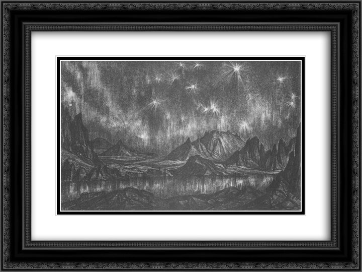 Stars 24x18 Black Ornate Wood Framed Art Print Poster with Double Matting by Bogaevsky, Konstantin