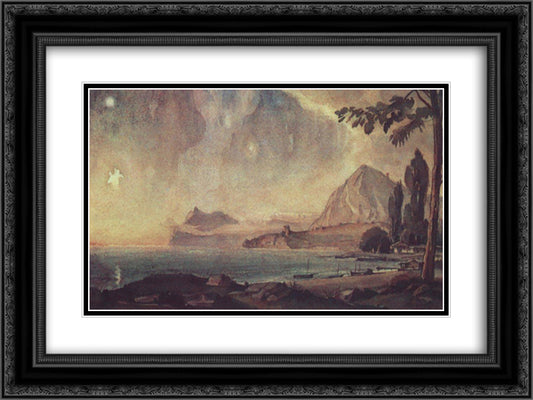 Sudak motif 24x18 Black Ornate Wood Framed Art Print Poster with Double Matting by Bogaevsky, Konstantin