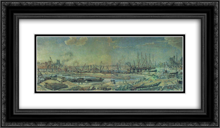 The industrial landscape 24x14 Black Ornate Wood Framed Art Print Poster with Double Matting by Bogaevsky, Konstantin