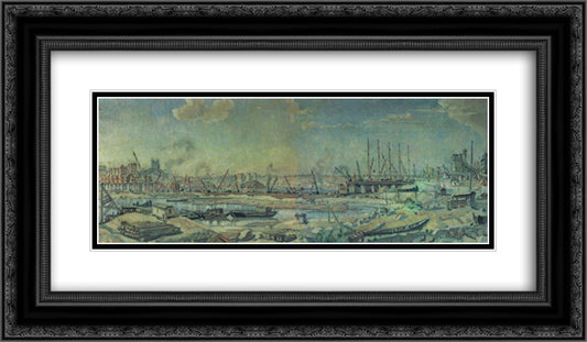 The industrial landscape 24x14 Black Ornate Wood Framed Art Print Poster with Double Matting by Bogaevsky, Konstantin