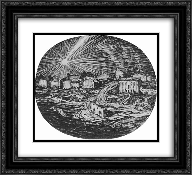 The star 22x20 Black Ornate Wood Framed Art Print Poster with Double Matting by Bogaevsky, Konstantin